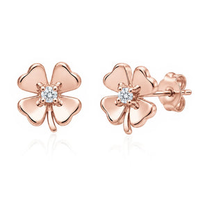 Lucky Clover 幸运四叶草耳钉(玫瑰金色)