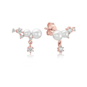 Aloha Sparkling Pearl Earrings (Rose gold)