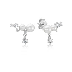Aloha 闪烁珍珠耳钉 (白金色)