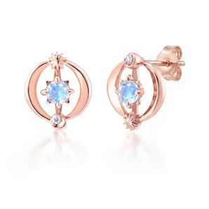 Aloha Moonstone Star Wish Earrings (Rose gold)