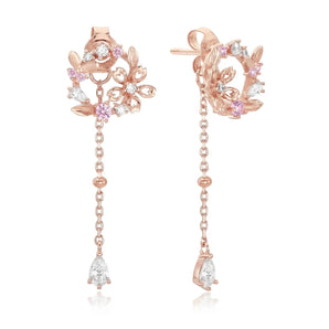 Aloha Cherry Blossom Drop Earrings (Rose Gold)