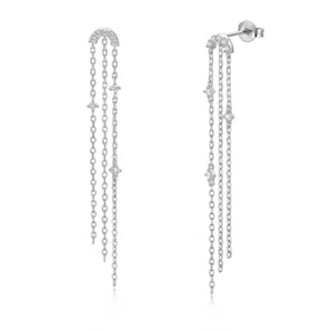 浪漫星雨耳钉 (白金色)