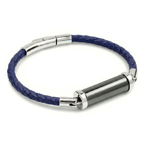 Hematite CC Leather Bracelet (Palace Blue-Silver)