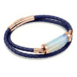 Opalite CC Double Strap Leather Bracelet (Palace Blue-Rose Gold)