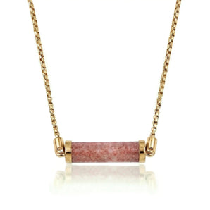 Strawberry Quartz CC Necklace (Gold)