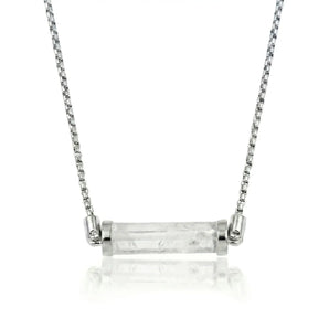 White Crystal CC Necklace (Silver)