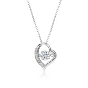 Sparkling Dance Heart Necklace (Silver)