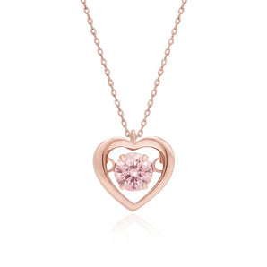 Love Promise Dancing Stone Necklace (Rose Gold)