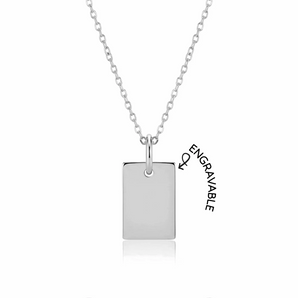 Éternel Rectangle Engravable Necklace (Silver)
