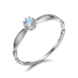 Rainbow Moonstone 9K White Gold Ring