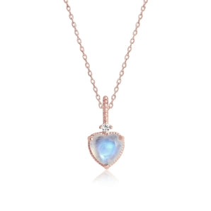 La Joie Moonstone Heart Necklace (Rose Gold)