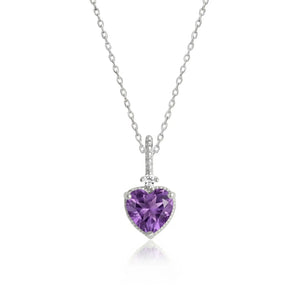 La Joie Amethyst Heart Necklace (Silver)