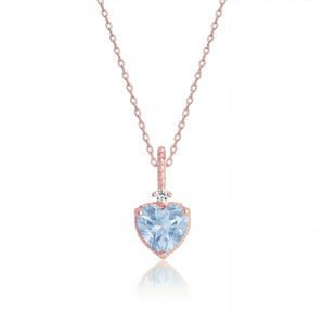 La Joie Topaz Heart Necklace (Rose Gold)