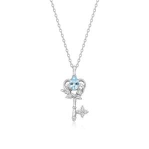 La Joie Aquamarine Love Key Necklace