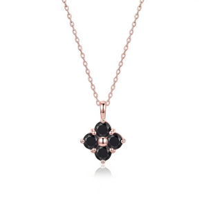 La Joie Spinel Lucky Clover Necklace (Rose Gold)