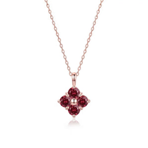 La Joie Garnet Lucky Clover Necklace (Rose Gold)