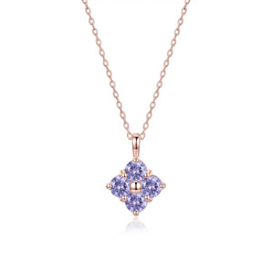La Joie Iolite Lucky Clover Necklace (Rose Gold)