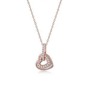 L'amour Layered Heart Necklace (Rose Gold)