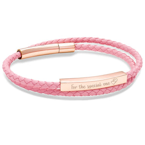 Le Tien Double Leather Bracelet (Sakura Pink-Rose Gold)