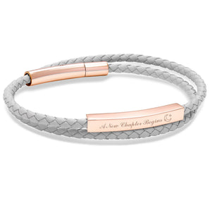 Le Tien Double Leather Bracelet (Dolphin Gray-Rose Gold)