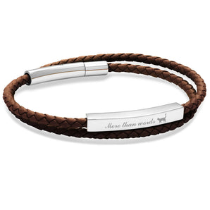 Le Tien Double Leather Bracelet (Dark Brown-Silver)