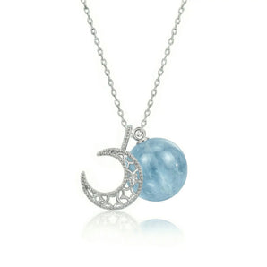 The Moon Aquamarine Necklace (Silver)