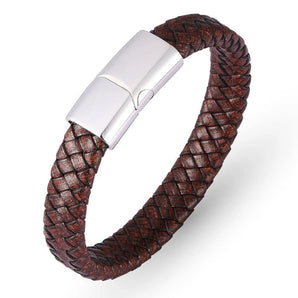 Éternel Brown Braided leather Bracelet (Silver)
