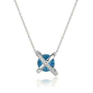 The Planet Blue Sparkling Crystal Necklace (Silver)