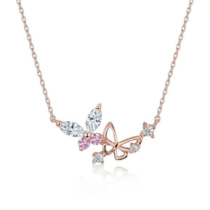 優雅蝴蝶項鏈 (玫瑰金)