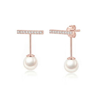 Aloha Line and Pearl Earrings (Rose Gold)