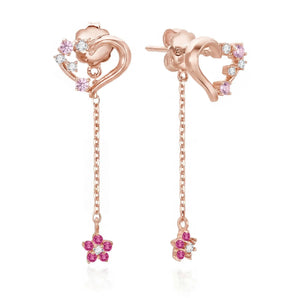 Aloha Floral Heart Earrings (Rose Gold)