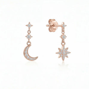 Aloha Star and Moon Earrings (Rose Gold)
