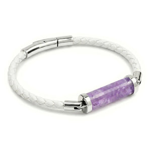 Lavender Amethyst CC Leather Bracelet (Star White-Silver)