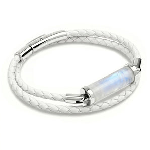 Moonstone CC Double Strap Leather Bracelet (Star White-Silver)