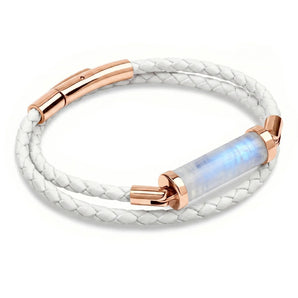 Moonstone CC Double Strap Leather Bracelet (Star White-Rose Gold)
