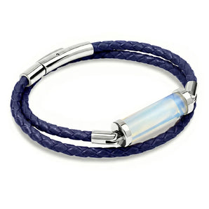 Opalite CC Double Strap Leather Bracelet (Palace Blue-Silver)