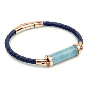Aquamarine CC Leather Bracelet (Palace Blue-Rose Gold)