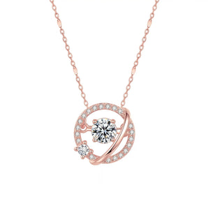 Glittering Planet Dancing Stone Necklace (Rose Gold)
