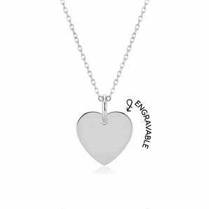 Éternel Heart Engravable Necklace (Silver)