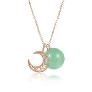 The Moon Chrysoprase Necklace (Rose Gold)