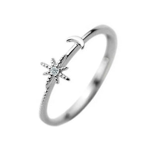 Star Moon Open Ring (Silver)