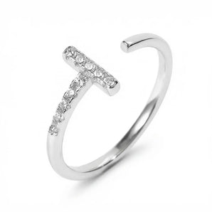 Sparkling T Open Ring (Silver)