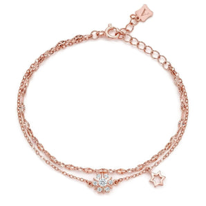 L'amour Winter Romantic Snowflake Bracelet (Rose Gold)