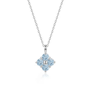 La Joie Aquamarine Lucky Clover Necklace (Silver)