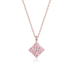 La Joie Pink Tourmaline Lucky Clover Necklace (Rose Gold)