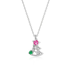 ARLOS L'amour silver-tone Christmas tree pendant necklace in S925 sterling silver with A5 cubic zirconia