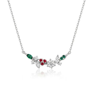 L'amour Christmas Floral Necklace (Silver)