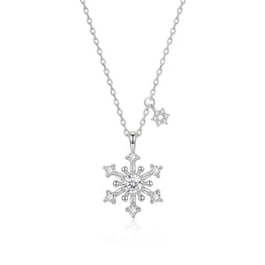 冬日浪漫雪花項鏈 (白金色)