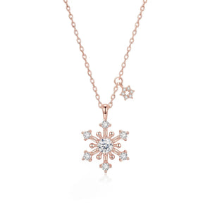 L'amour Romantic Snowflake Necklace (Rose Gold)