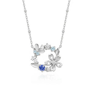 L'amour 櫻花花圈項鍊 (白金色)
